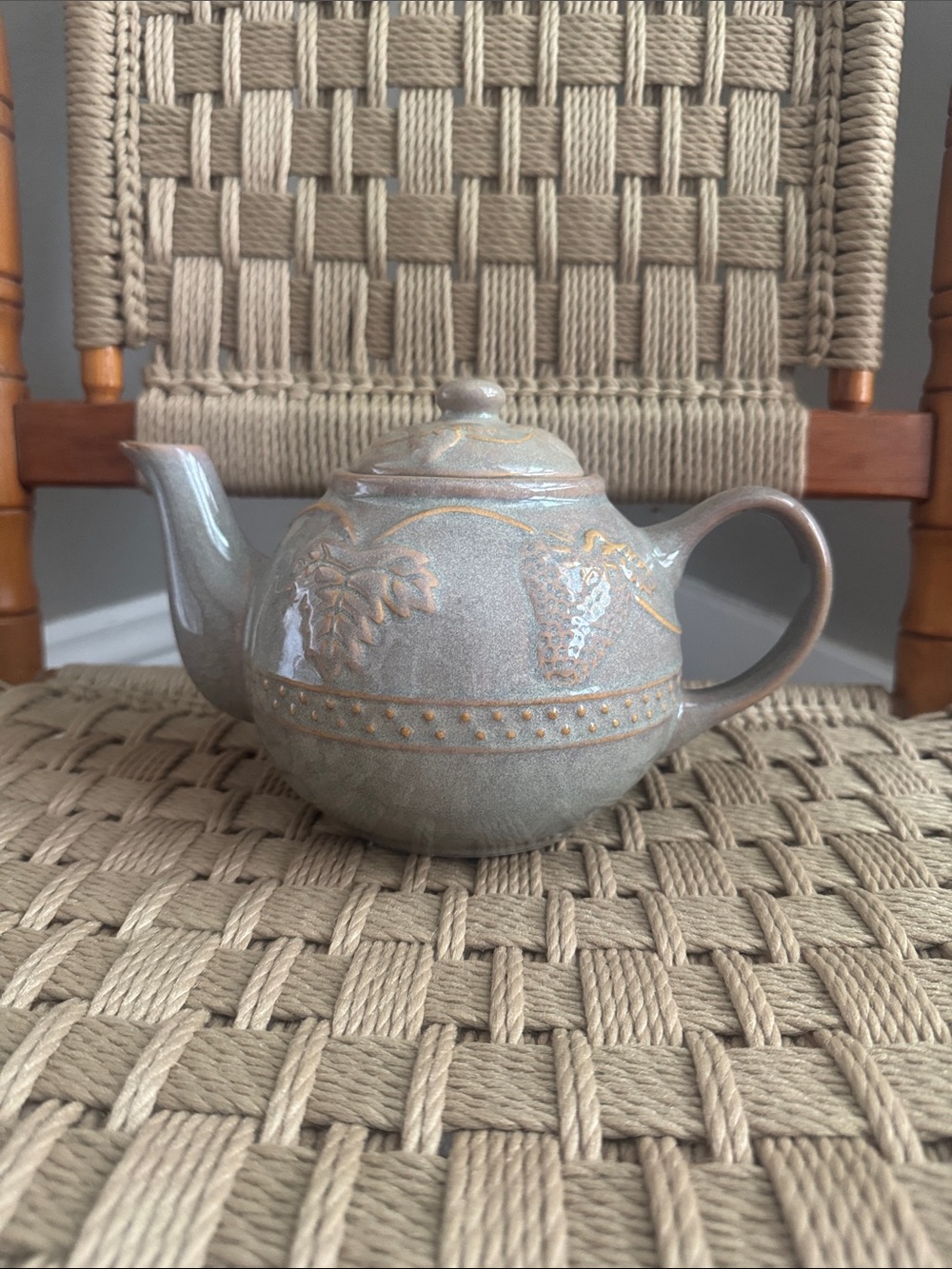 Ceramic Teapot: Fruit and Vine Accents